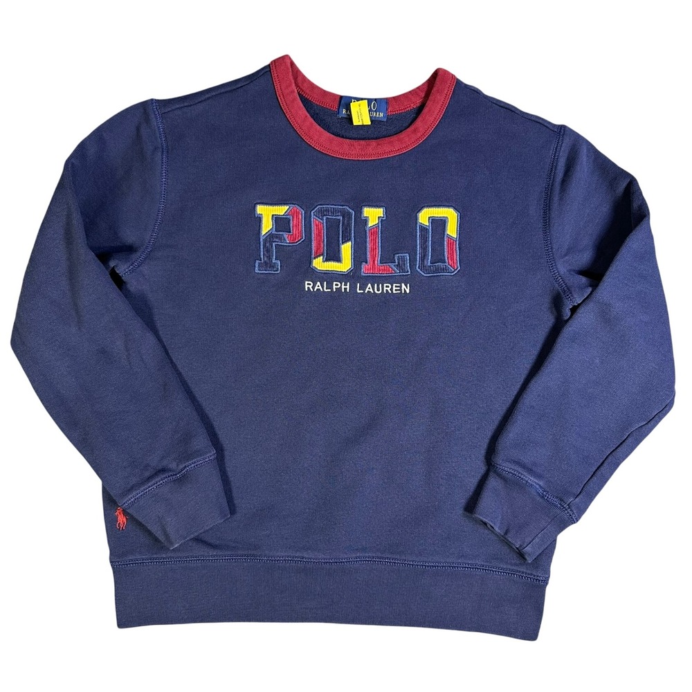 Polo Ralph Lauren Kids Navy Blue Corduroy Logo Sweatshirt Size M 10-12